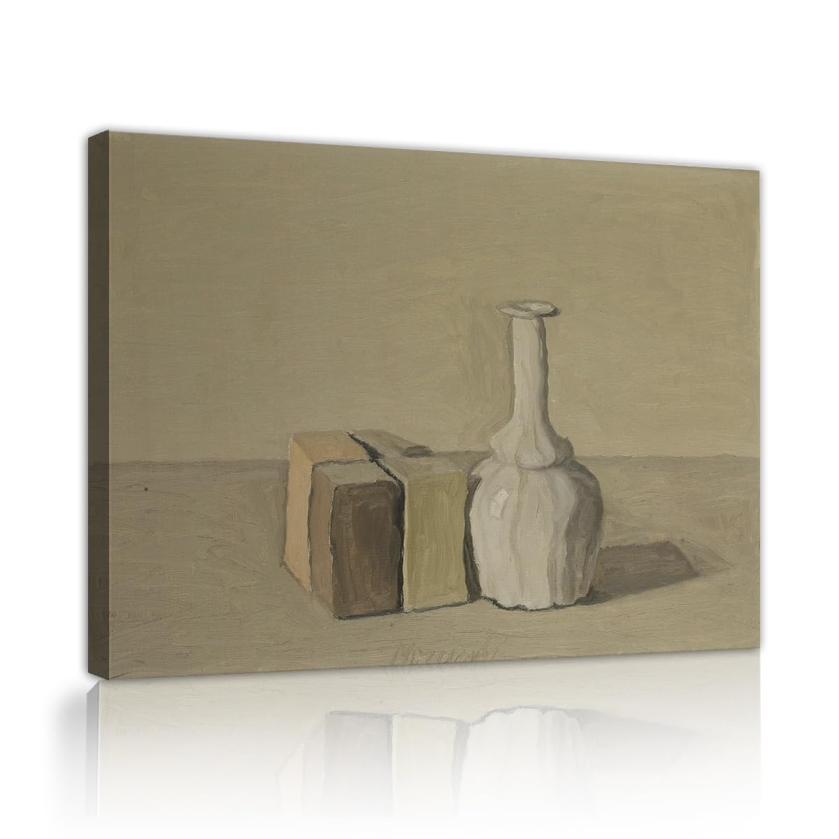 TOANGWALL Giorgio Morandi Still Life 1953 Canvas Wall Art Entryway Retro Neutral Bottle Framed Poster Prints for Bathroom Cafe Decor 40x50cm