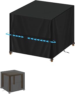 Funda Mesa 80x80x80cm Cubierta para Muebles de Jardin Impermeable Funda Mesa Jardin Cuadrada Funda Jardín Mesa Exterior Pequeña Anti-UV Tela Oxford 420D Protector Mesa Terraza