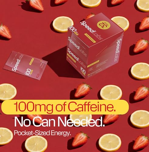 Image of Speed Labs Caffeine Energy Gummies Strawberry Lemon Natural, 25mg Caffeine, Taurine, B-Vitamins per Piece, Vegan, Gluten Free, 1g Added Sugar (8 Packs, Strawberry Lemon)