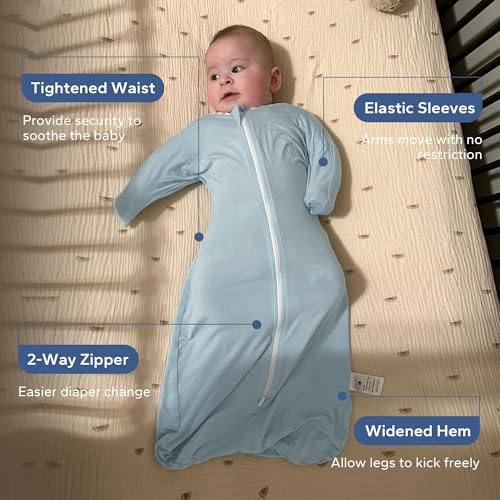 Zigjoy SD02 Shark-Fin Transition Swaddle - 0.5 Tog Rayon Made From Bamboo Sleep Sack Transitional Swaddle Sack Baby Wearable Blanket thumb #3