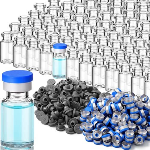 100 Pack 3ml Glass Vial Clear Empty Vials for Injection, Blue