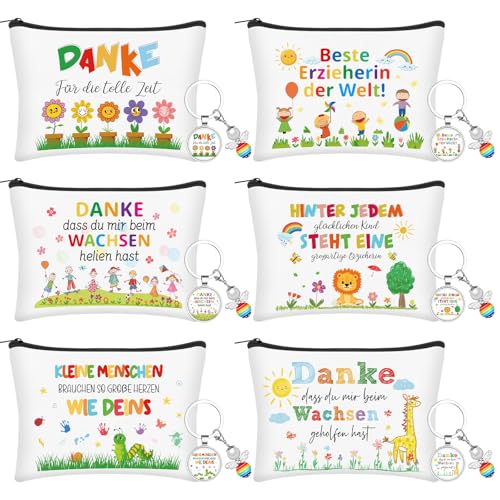Coffret cadeau remerciement enseignants : lot de 6 trousses et porte-clés gravés premium