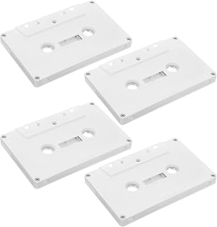Set of 4 Vintage Style Cassette Storage Boxes Plastic White