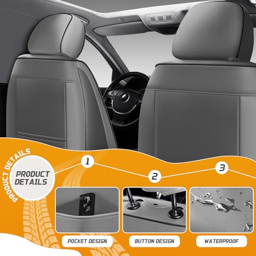 Image of for Toyota RAV4 Seat Covers 2008-2026, Waterproof Car Seat Covers | Nappa Leather Seat Covers for RAV4 Front Set, Airbag Compatible, Full Coverage Seat Protectors, Easy Install(Gray /Black)