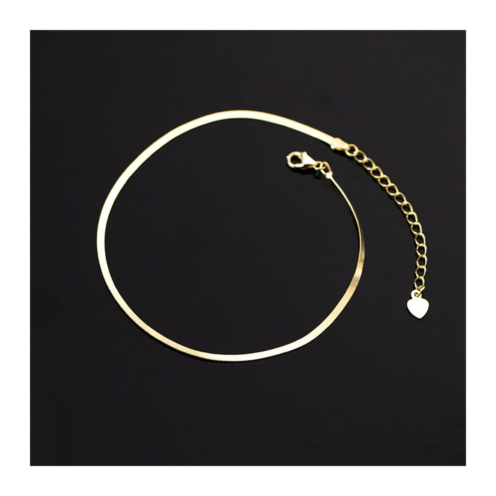 LNNSHX Cavigliera in Osso di Serpente Lucido Minimalista in Oro 18 carati in Argento Sterling 925 per Le Donne Accessori per Gioielli da Festa con Fascino Estivo da Spiaggia Bracciali (Colore : B)