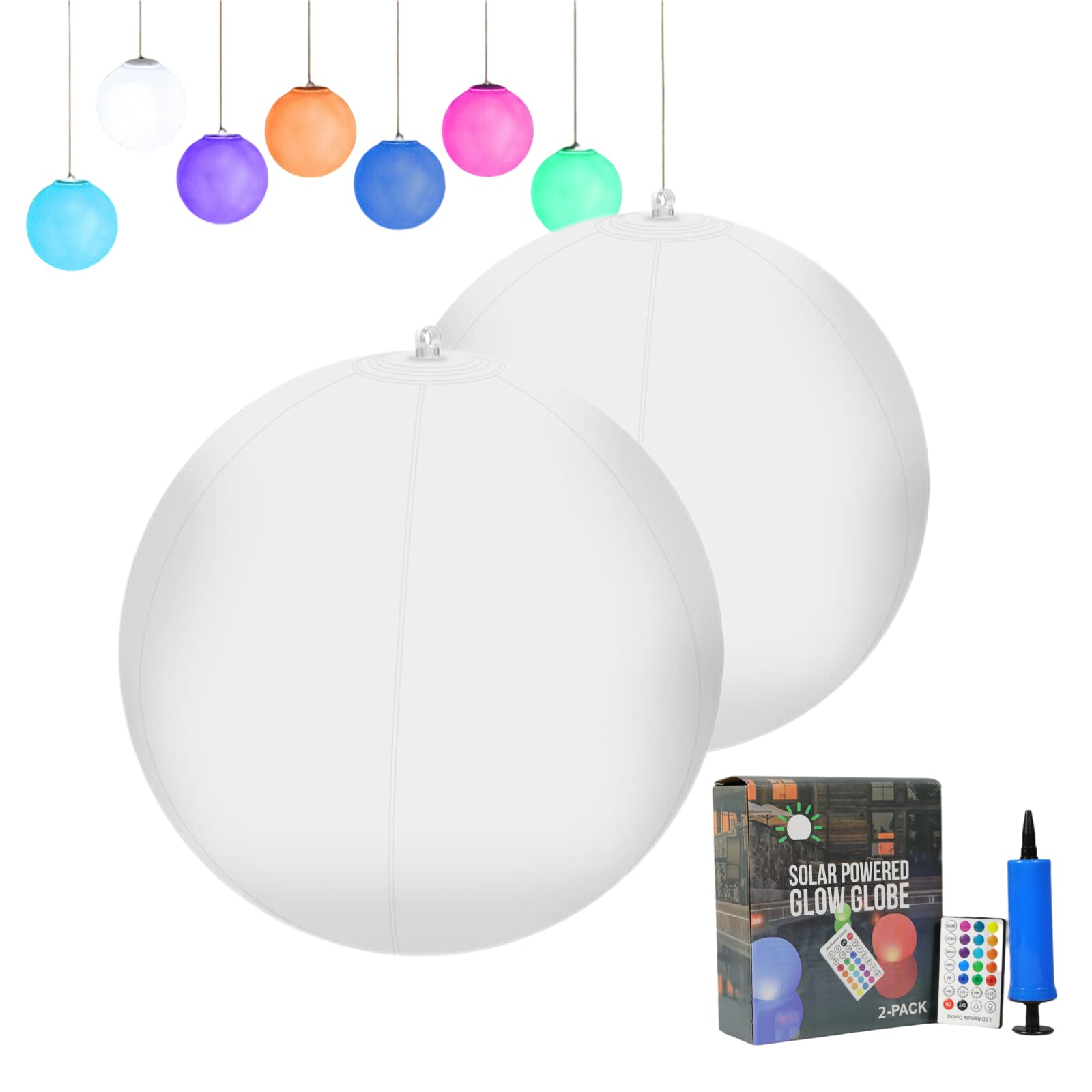 KOXHOX Solar Floating Pool Lights Outdoor Pool Ball Lamp with 16 Colors Changing Remote and Inflator for Swimming Pool (14in