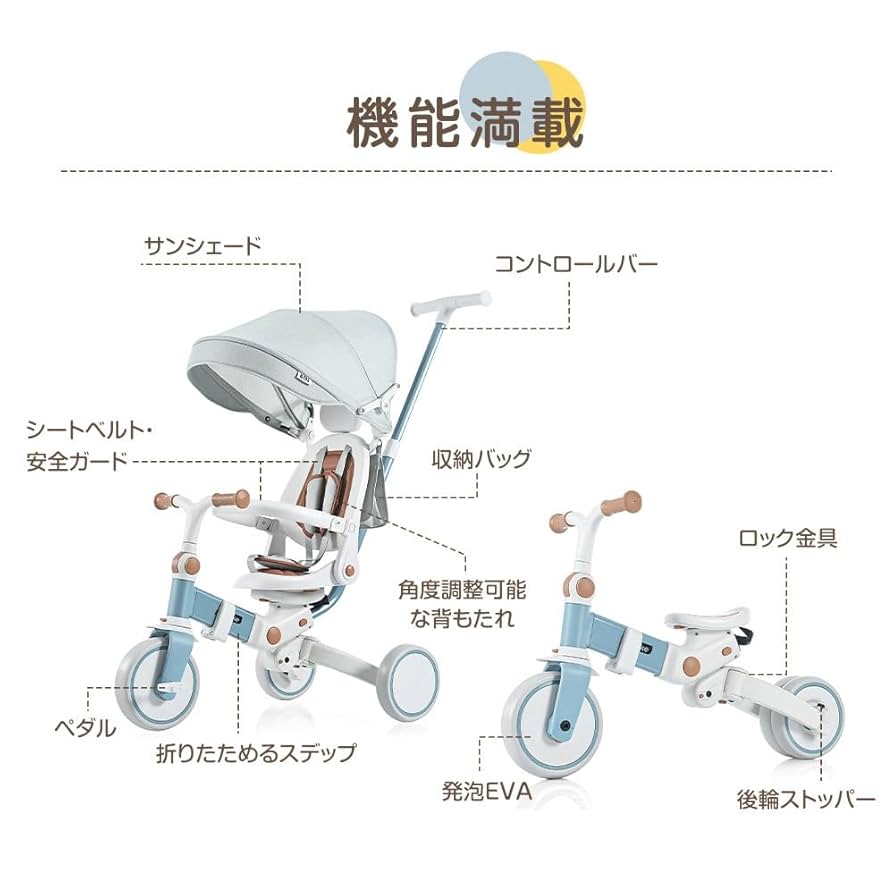 子供用三輪車 折りたたみ 手押し かじとり7in1 ランニングバイク 座面回転 Amazon.co.jp: 子供用三輪車 折りたたみ 手押し かじとり 7in1 1