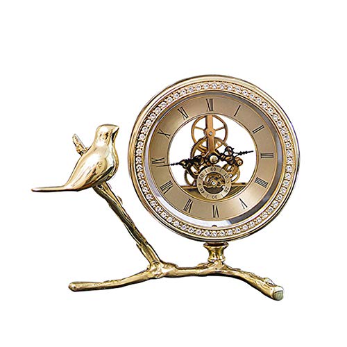 WZCXYX Orologio da Camino, Orologio da Tavolo Europeo retrò in Metallo, Batteria caricata,Casa/Ufficio/Soggiorno/Camera da Letto (Dimensioni: 9,05 x 7,4 Pollici) Oro