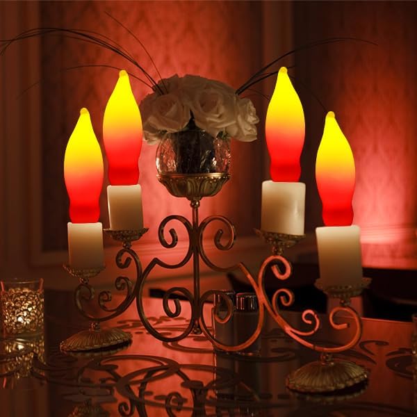 Miniatura 2 de Paquete de 12 bombillas de repuesto C7 E12 para candelabro, bombillas incandescentes rojas y amarillas, perfectas como bombillas de luz de Navidad