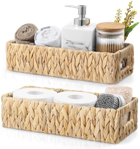 dreamkey Nesting Wicker Storage Baskets for Organizing with Handl...