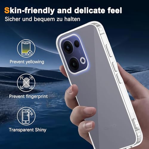Image of amazon basics Compatible with Oppo Reno 13 5G Case Cover Transparent Non-Slip Hard PC Shockproof Bumper Protective Back Cover - Clear