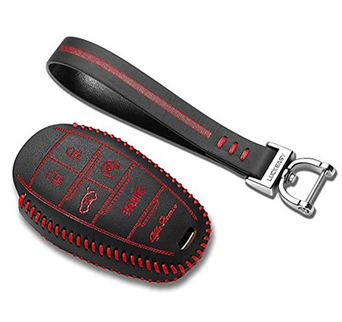 Cover for Alfa Romeo Giulia 2017 2018 Alfa Romeo Stelvio Leather Holster Car Key Bag Key Case 5 Button (Red, 3S)