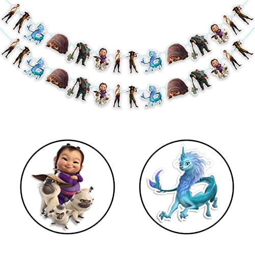 Image of Raya and The Last Dragn Garland Decorations - Birthday Party Supplies for Girls - Cartoon Theme Party Banner & Hanging Decoration - Durable, Colorful, Easy-to-Hang Garland for Birthday Party Decor