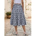 Lyrur Women's Floral Midi Skirt with Pockets High Elastic Waist Flowy Ruffle Casual Summer Boho Aline Skirts - Image 5