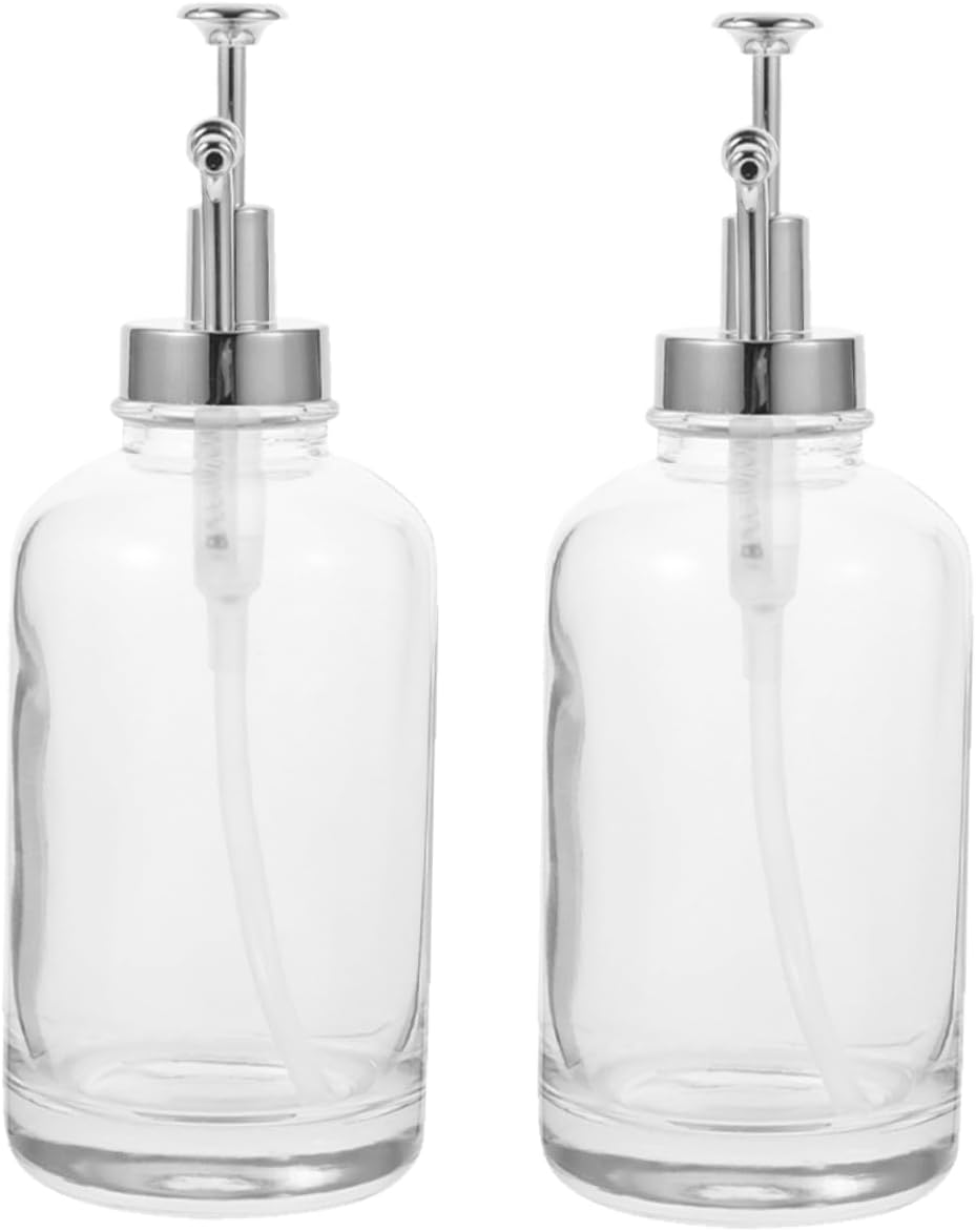 2pcs Glass Syrup Organizer Pump Bottle Dispenser Honey Syrup Storage Bottle Bar Dispenser