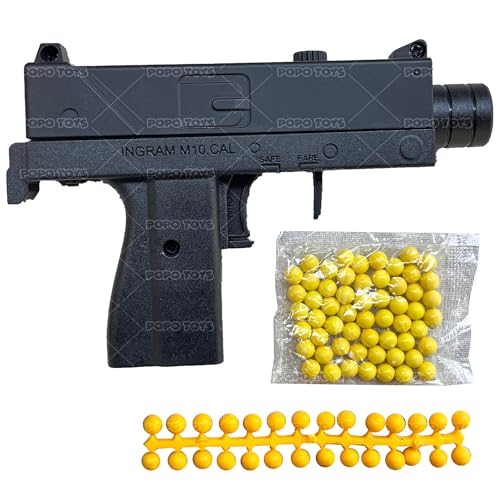 Image of Popo Toys PUBG MAC-10 SMG Airsoft Gun | Half Alloy Die-Cast |25 Soft BB Rubber Bullets + 50 6mm BB Bullets | Best Gift for Boys /Girls /Kids |