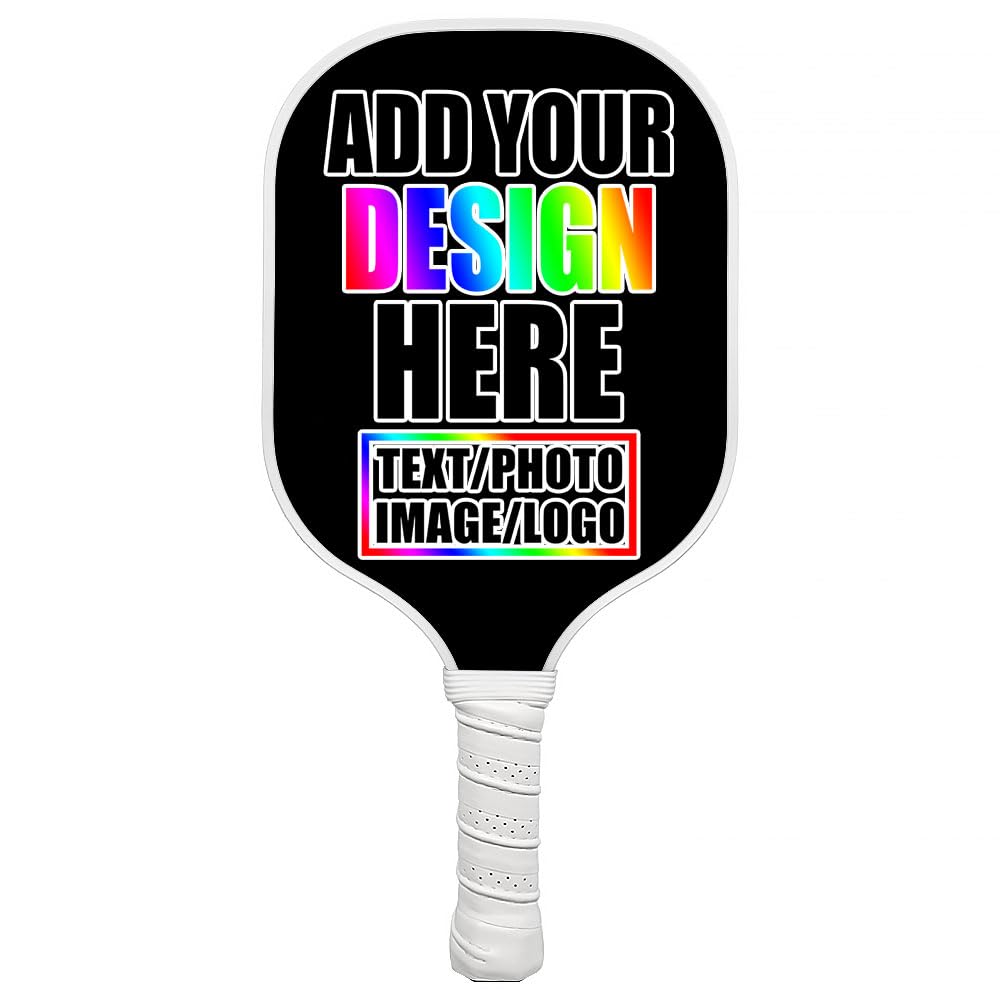 ZOLRITH Personalized Pickleballs Paddles with Name Picthre Text Logo, Customized Rackets with Photo, Custom Gifts for Men Women, Two Sides Print, Black