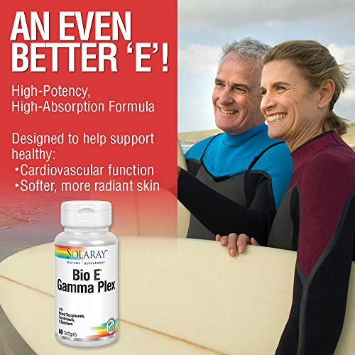 Solaray Bio E Gamma Plex | Vitamin E With Natural Tocopherol Blend For Healthy Antioxidant Support | 60 Softgels, 30 Serv #TOP2