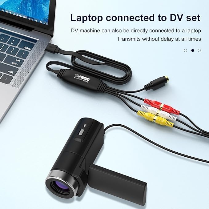 Laptop connected to a DV camcorder via the AMANKA converter
