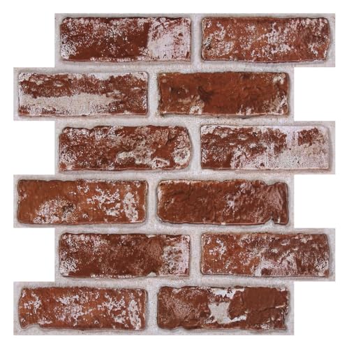 SMOOSTIKC 3D Peel and Stick Faux Brick Wall Panels 11.8 x 11.8 10-Pack Small Brick-Look Wall Sticker Thin Lightweight PVC Self Adhesive Wall Tiles for Interior Decor