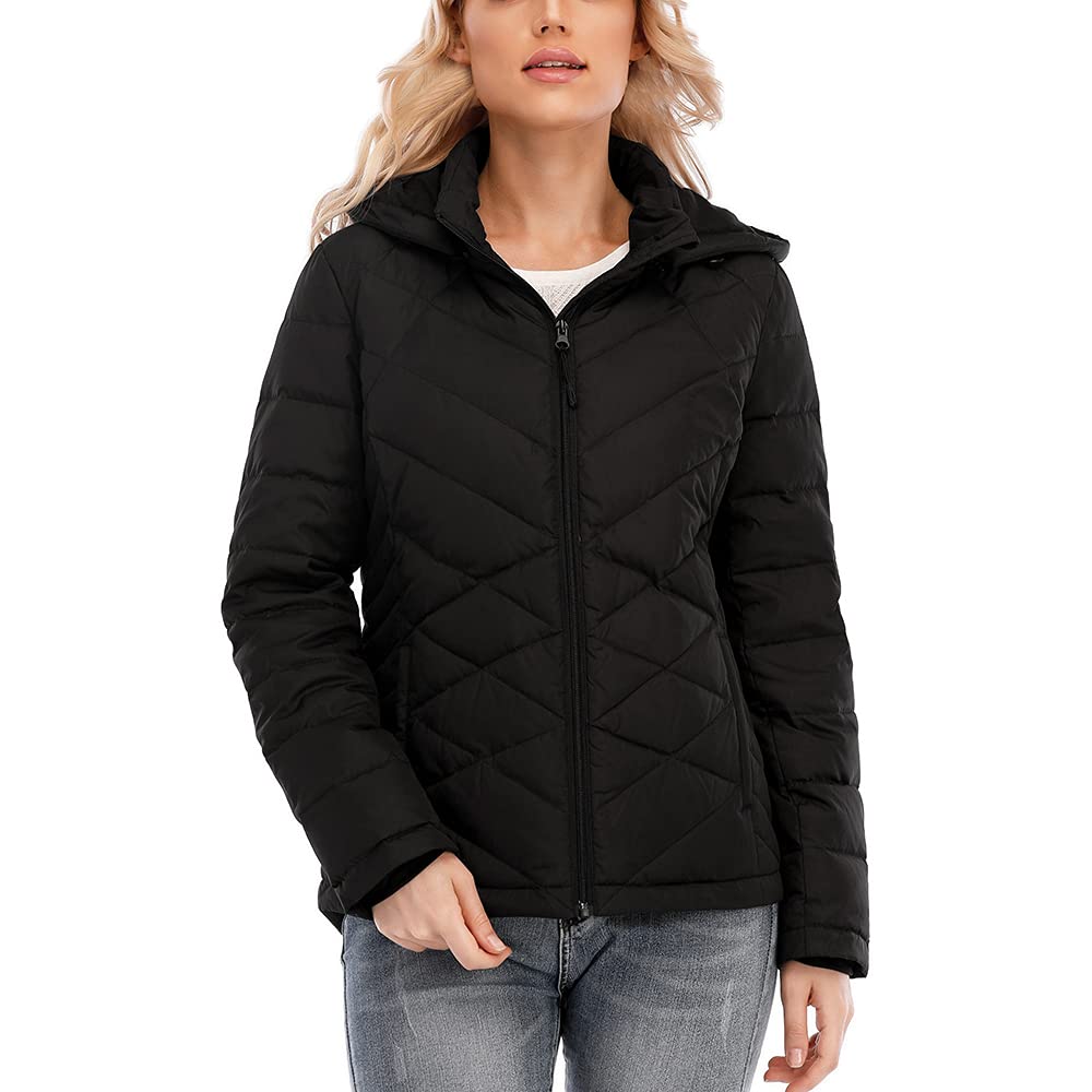 LUZERN GOOSE Women Lightweight Down Coat Full-Zip Water Resistant Winter Short Insulated Jacket with
