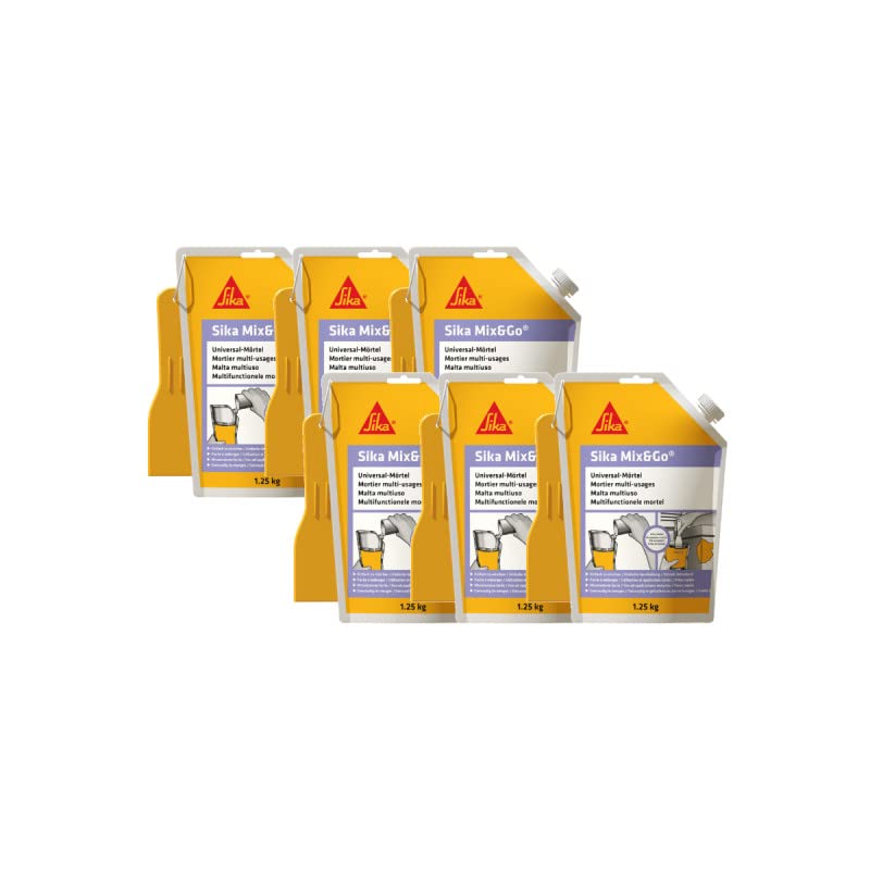 SIKA Lot de 6 mortiers de réparation prêt à mélanger Mix & Go - Gris - 1,25kg