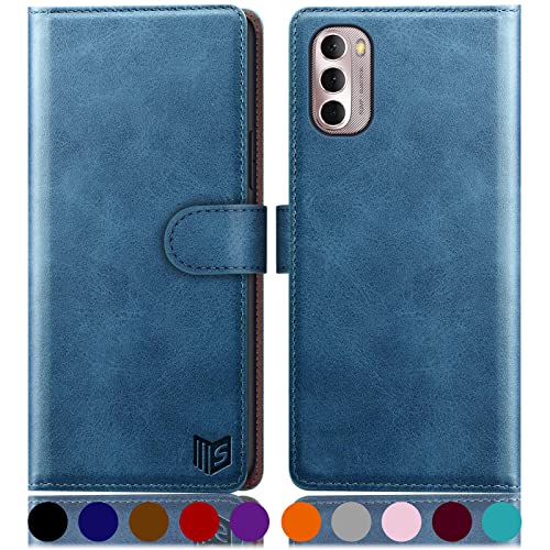 Étui portefeuille Moto G Stylus 2022 4G SUANPOT en similicuir bleu ciel