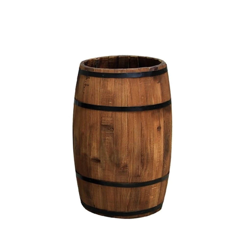 Kreatywna donica na beczkę whisky, wielofunkcyjna donica ogrodowa i tarasowa z litego drewna (70 cm) - rustykalna dekoracja zewnętrzna dla kwiatów i roślin - trwała i stylowa drewniana beczka