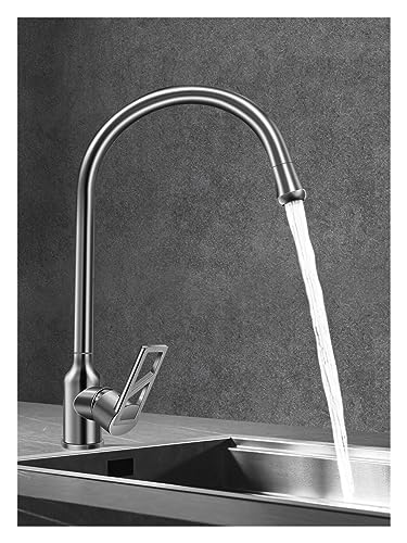 Robinet de cuisine en acier inoxydable mitigeur rotatif 360 gris