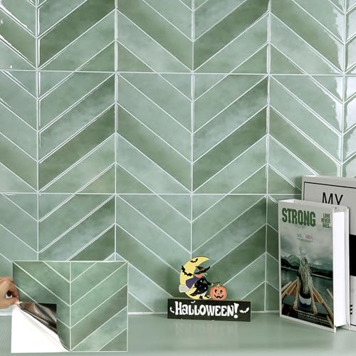 WoStick Stick on Tiles Kitchen, 3D Self Adhesive Wall Tiles, Herringbone Peel and Stick Backsplash Tile for Kitchen and Bathroom 10Sheets/Pack