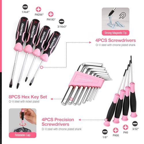 WORKPRO Pink 277-Piece Tool Kit