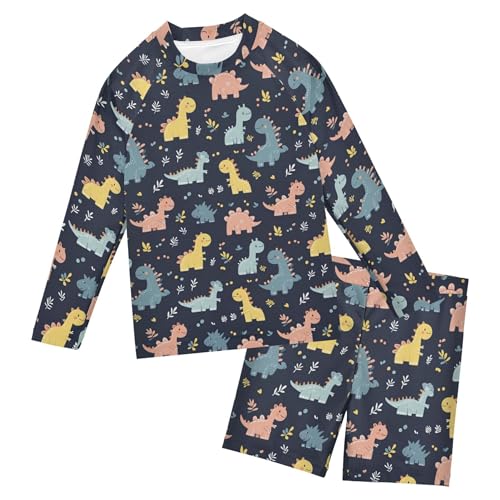 Cute Dinosaur Baby Boys' Toddler Long Sleeved Rashguard Swim Bathing Suit Set B0404106