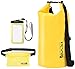 KYG Bolsa Estanca Impermeable Set de Mochila Estanca con Funda de Móvil y Bolsa de Cintura, Bolsa Seca para Playa y Deportes al Aire Kayak Senderismo Esquí Pesca Escalada Camping (20L, Amarillo)
