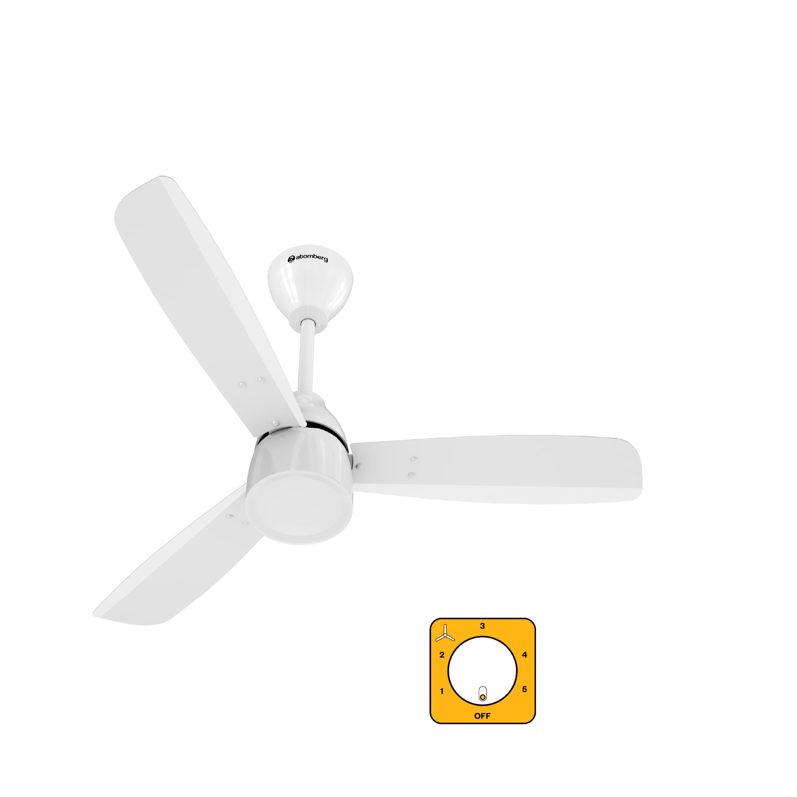 atomberg Renesa Prime 900mm BLDC Ceiling Fan | Compatible with Step Regulator | BEE 5 star | Advance Air+ Technology | Low Noise | Sleek Design | Power Saving | 3 Year Warranty (Gloss White)