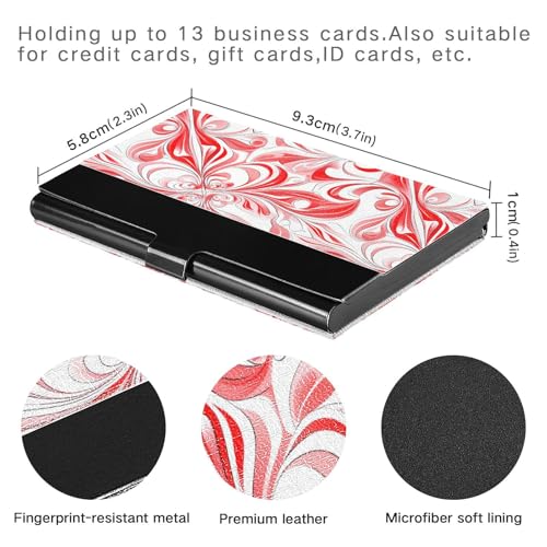 KLL Charming Light Red Floral Slim Outdoor Business Card Holder with Leather and Stainless Steel Credit Card Cover for Business Meeting Use tarjetero para Hombres3