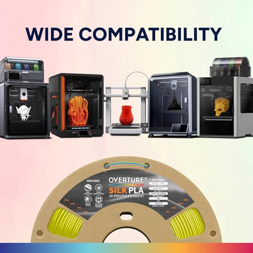 Image of OVERTURE Silk PLA Dual Color Filament 1.75mm, Bi-Color Shiny PLA Finish, Smooth & Glossy, 1kg Spool (2.2lbs), Ideal for Cosplay Jewelry & Home Decor (Silk Blue-Yellow)