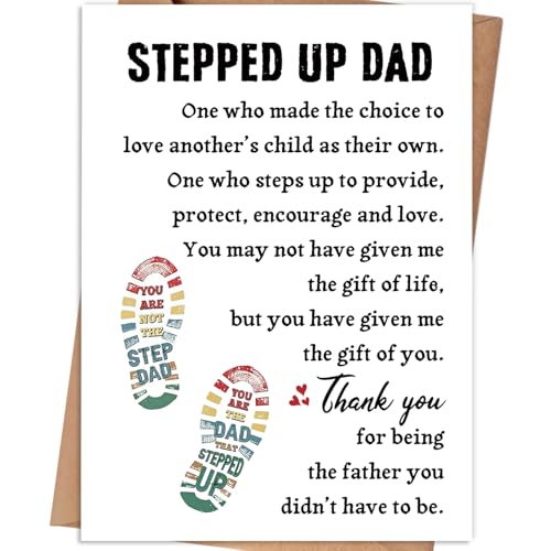HEJOYN Step Dad Fathers Day Gift, Stepfather Father's Day Card Gifts from Stepdaughter Stepson, Bonus Dad Fathers Day Card Gift