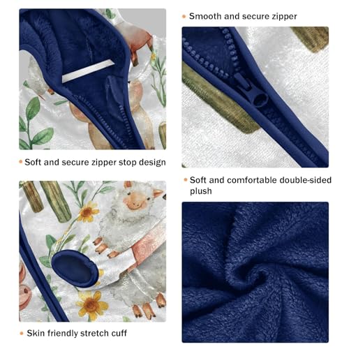 Farm Animals on Fence Toddler Fleece Jacket Girl Boys Hooded Fleece Jacket Coat Warm Outwear Zip-up 3-10T3