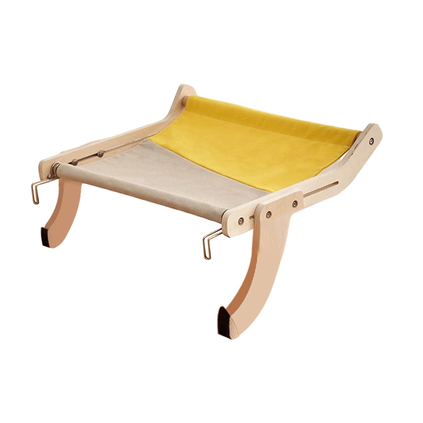 JISADER Hamaca Resistente para Ventana de alféizar de Gato con Marco de Madera para Gatos Grandes, Cama para Gato fácil de Ajustar y Montar, Gris Amarillo
