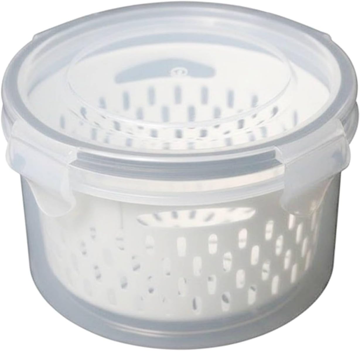 Amagogo Industrial Container Nested Storage Produce Saver Airtight Lid Efficient Drainage Food Grade PP Suitable for kitchen use, Gray, Medium