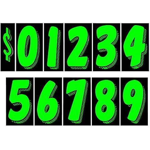 EZ Line Vinyl Decals for Cars Chartreuse Large Number Stickers 11 Dozen Windshield Numbers Pro Pack Dealer Supplies
