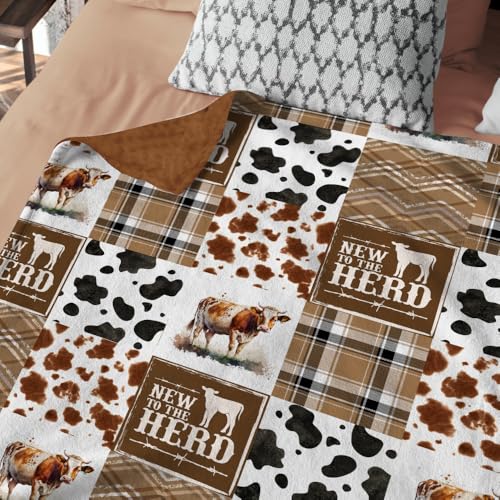 Image of Western Baby Blanket, Cowboy Minky Blankets for Boys Girls, Nursery Room Decor, Soft Warm Lightweight Nursery Bed Blanket for Newborn Toddlers Son Daughter (04)