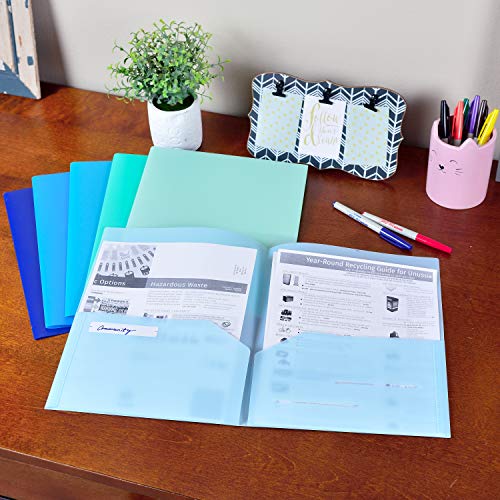 Youngever-12-Pack-Heavy-Duty-Plastic-Two-Pocket-Folders-Heavy-Duty-Plastic-2-Pocket-Folder-Coastal-Colors