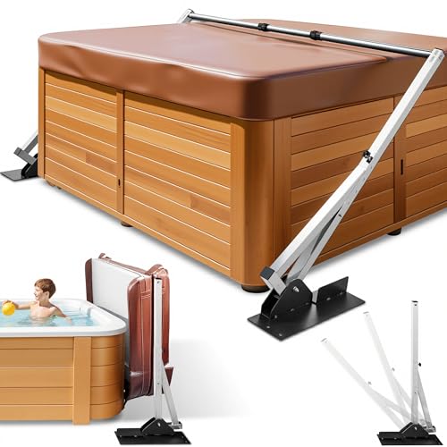 BJOSSTY Hot Tub Cover Lifter Rust-Proof Stainless Steel Spa Cover Lift Adjustable Width 70-106 Inch, Heavy Duty Square Tubing Design, Easy Installation & Universal Fit for Rectangular/Square Hot Tubs