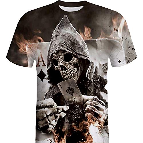 VENMO Camisetas Hombre Originales,Camisas Hombre,Deportivas Hombre,Polos Hombre,Hombres Camiseta de Manga Corta de Impresión de Calavera 3D,Slim Fit Camisetas Blusa Tops Hombre Verano (Negro, XL)
