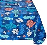 Summer Blue Sealife Rectangular Vinyl Tablecloth (60 x 102 Inches)