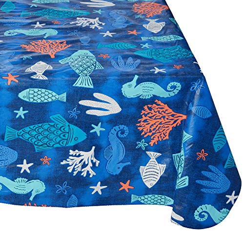 Summer Blue Sealife Rectangular Vinyl Tablecloth (60 x 102 Inches)