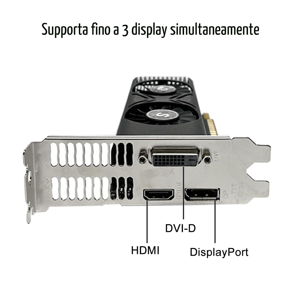 GTX 1050 Scheda Grafica per PC, 4GB GDDR5 128-bit, HDMI DisplayPort DVI-D, Computer GPU, Scheda video per giochi, PCI Express x16, DirectX 12