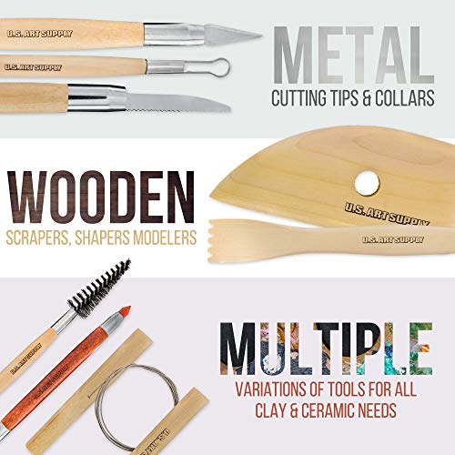 U.s. Art Supply 53 Piece Pottery & Clay Sculpting Tool Set With Hard Plastic Storage Box #TOP2