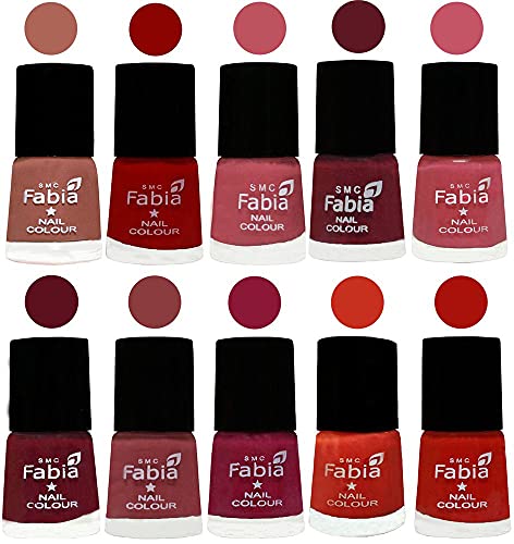 Image of SMC Fabia ALL IN ONE (PACK OF 10), Long Lasting Glossy Nail Polish, 6 ml Each, All Vibrant Colours,02404